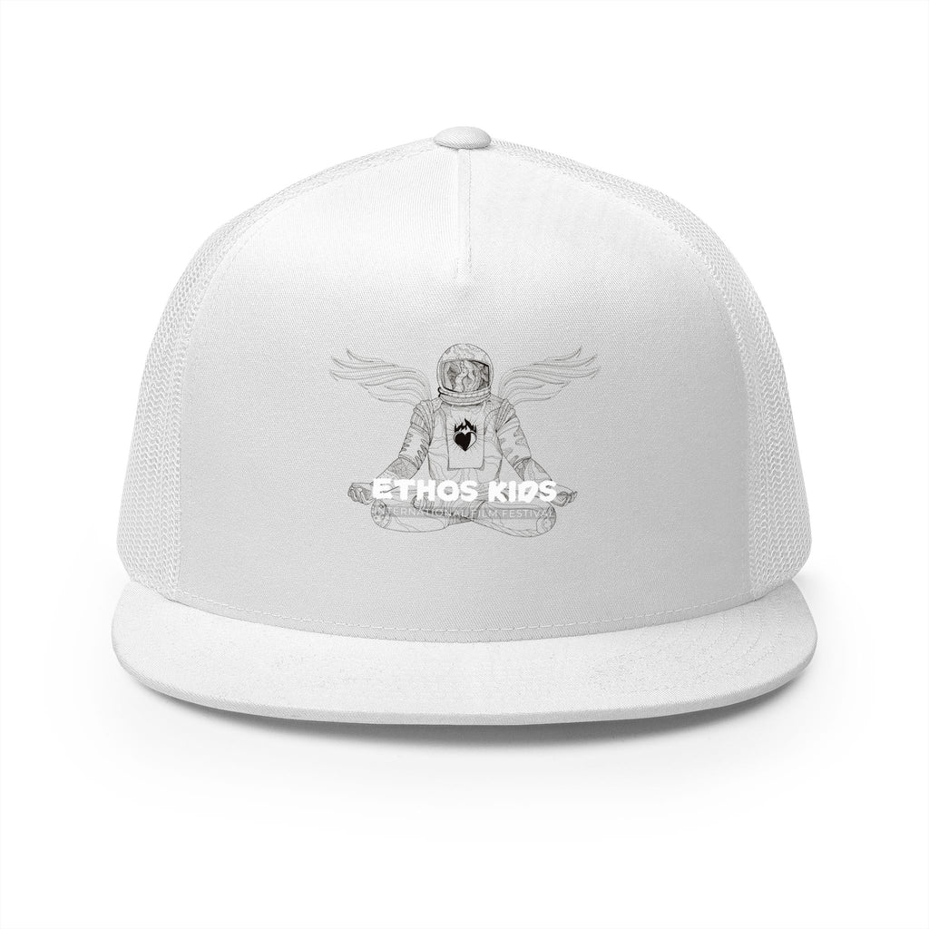 Ethos Kids Astronaut Trucker Cap — White 5-Panel Mesh Hat